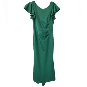Jessica Howard Green Gown with Ruffle Sleeves. Women’s Size 12.